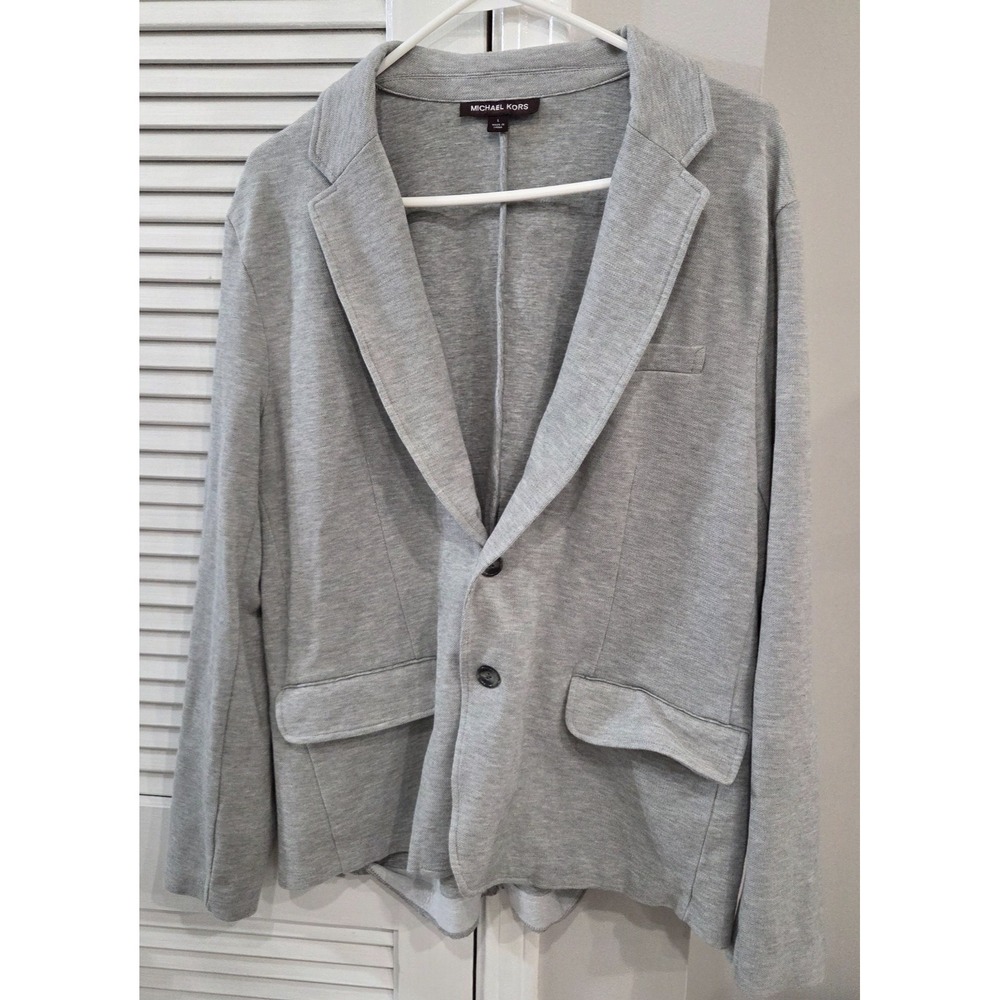 Womens Michael Kors Gray Knit Two-Button Front Closure Blazer Size Large